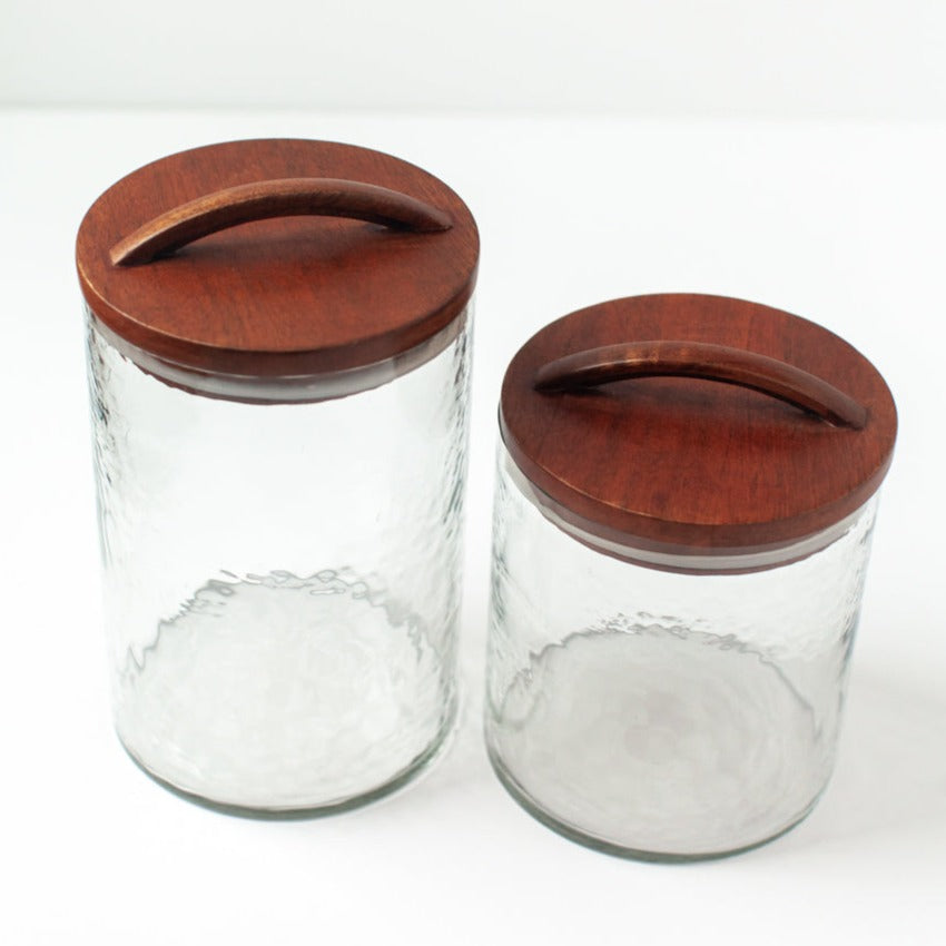 Large Glass Canister - Clear | Airtight Container | Wooden Lid
