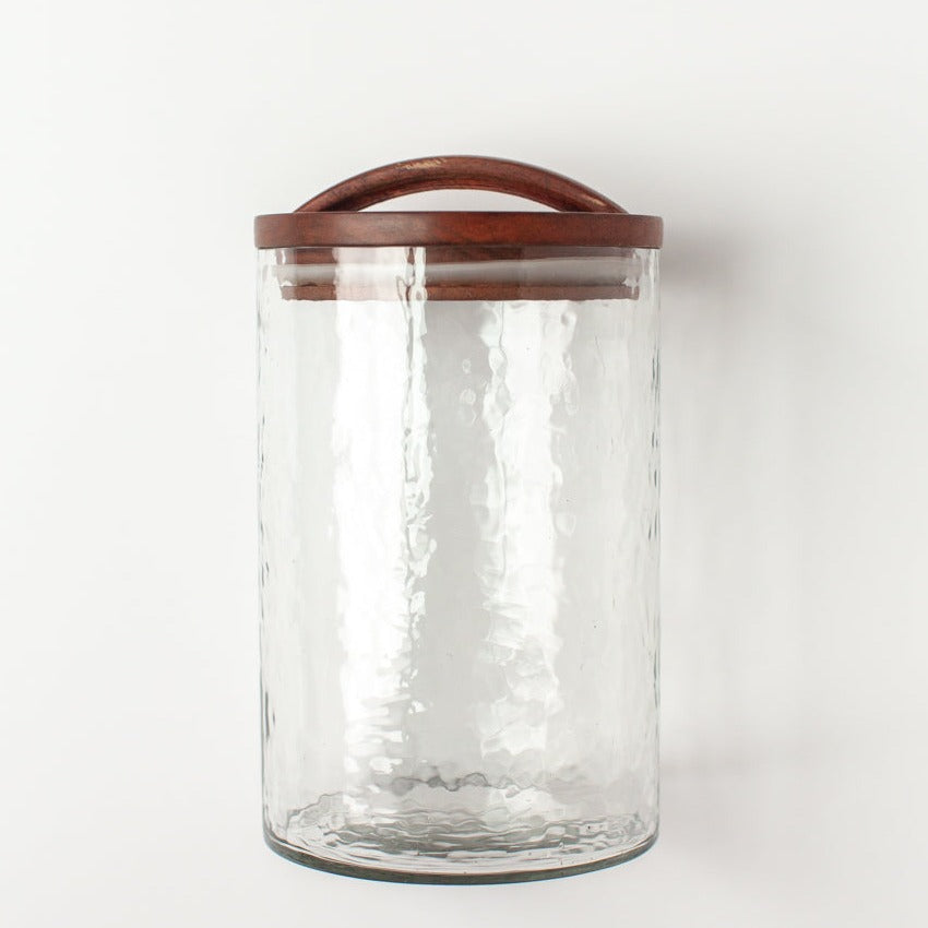 Small Glass Canister - Clear | Airtight Container | Wooden Lid