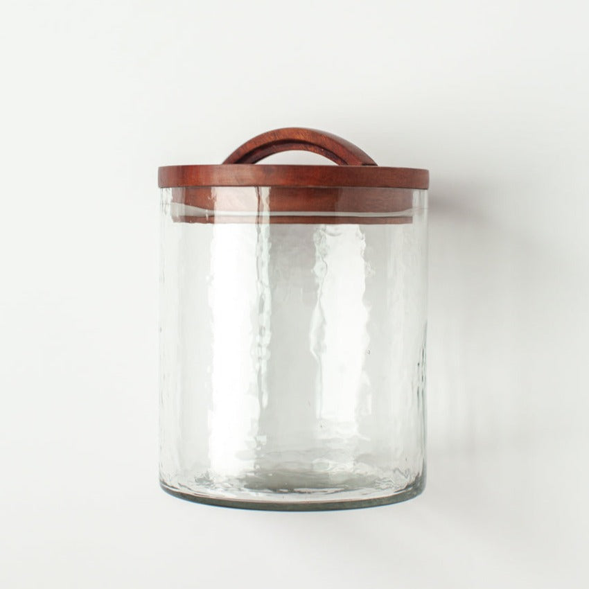 Small Glass Canister - Clear | Airtight Container | Wooden Lid