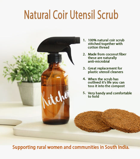 Coconut Coir Utensil and  Dish Washing Pads/Scrubs | Clean and Safe Scrub Pad Alternative