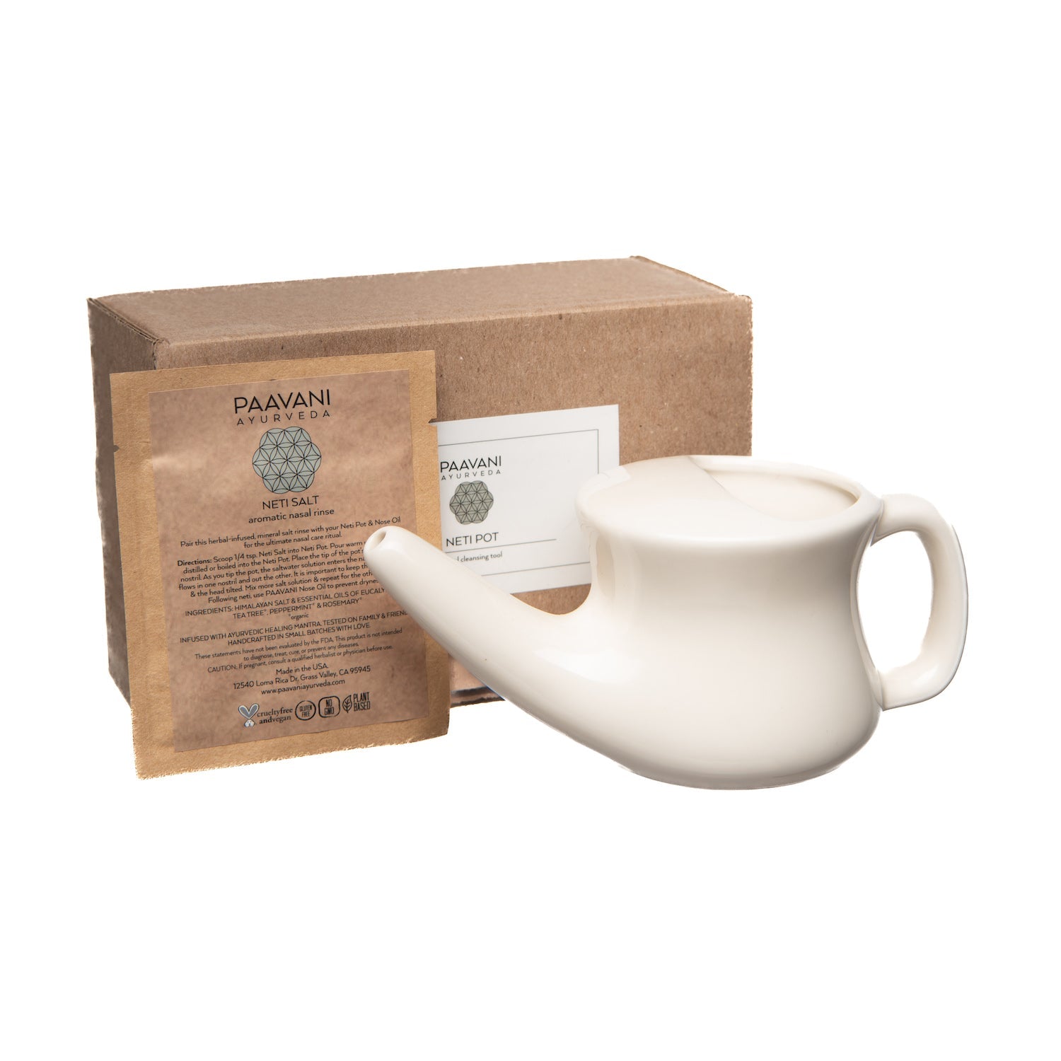 Ceramic Neti Pot | Ayurvedic Nasal Rinse for Sinus Health