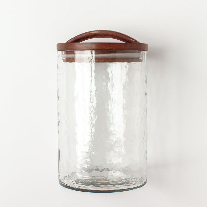 Large Glass Canister - Clear | Airtight Container | Wooden Lid